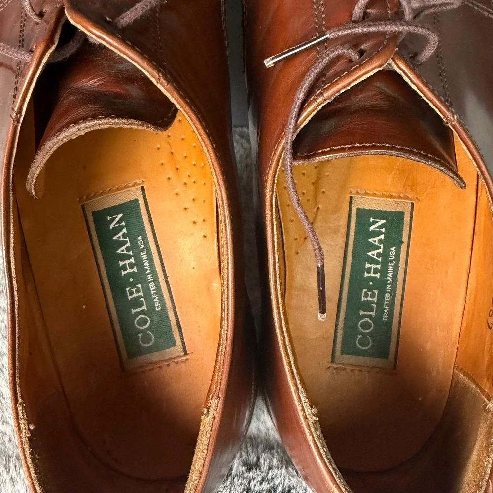 Cole Haan Mens 11 B Brown Leather Split Toe Derby Dress Shoes Made in USA 11826
